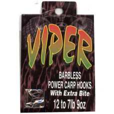 VIPER Size 12 barbless (hook to nylon) Power Carp Hooks - 10 pack Fishing Hooks