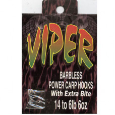 VIPER Size 14 barbless (hook to nylon) Power Carp Hooks - 10 pack Fishing Hooks